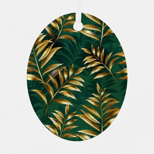 Seamless pattern with golden ferns metal ornament (Front)