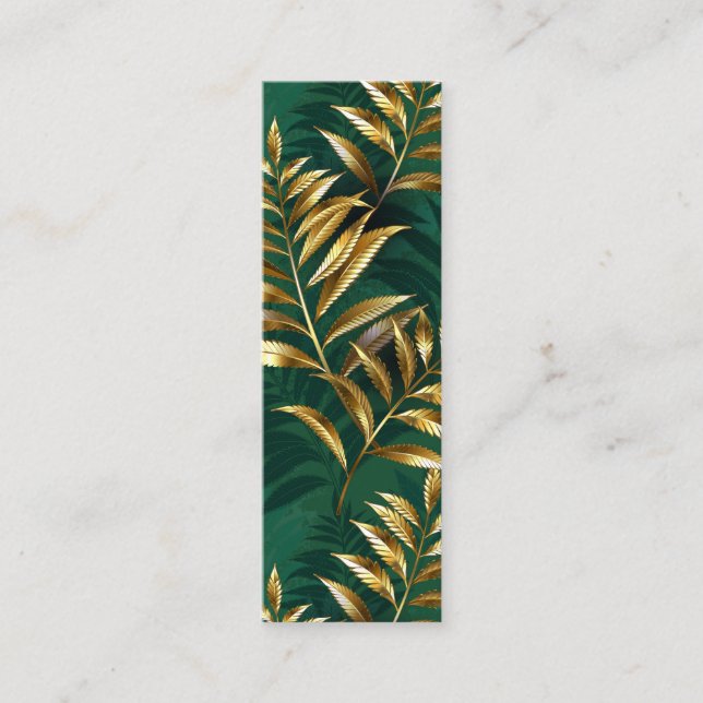 Seamless pattern with golden ferns mini business card (Front)