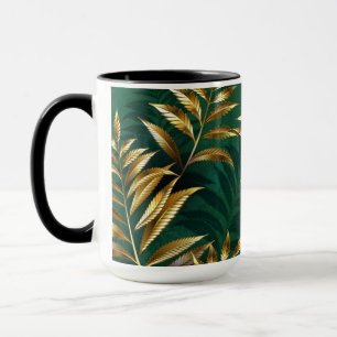 Seamless pattern with golden ferns mug