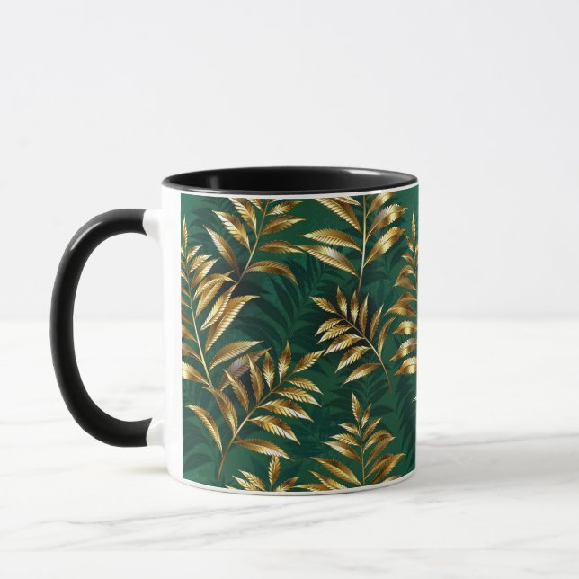 Seamless pattern with golden ferns mug (Left)