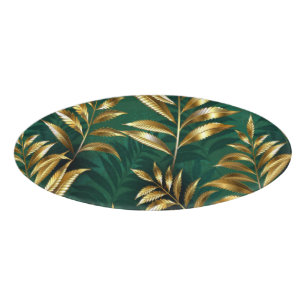 Seamless pattern with golden ferns name tag