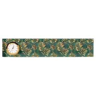 Seamless pattern with golden ferns nameplate