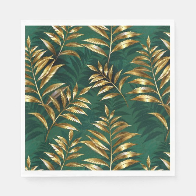 Seamless pattern with golden ferns napkin (Front)