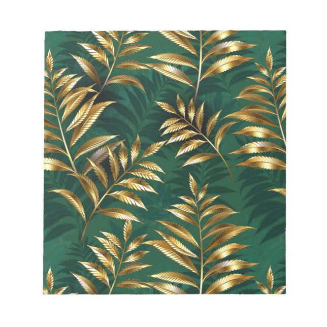 Seamless pattern with golden ferns notepad (Front)