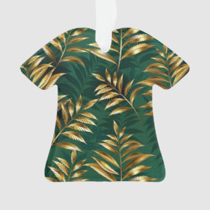 Seamless pattern with golden ferns ornament