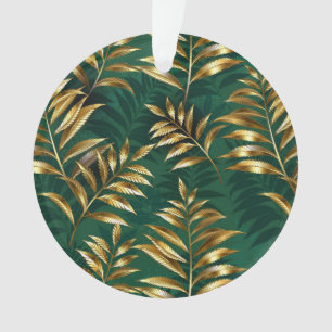 Seamless pattern with golden ferns ornament