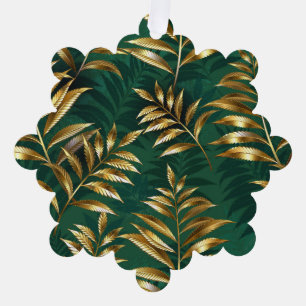 Seamless pattern with golden ferns ornament card