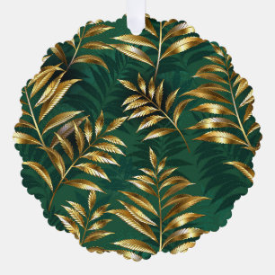 Seamless pattern with golden ferns ornament card