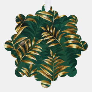 Seamless pattern with golden ferns ornament card