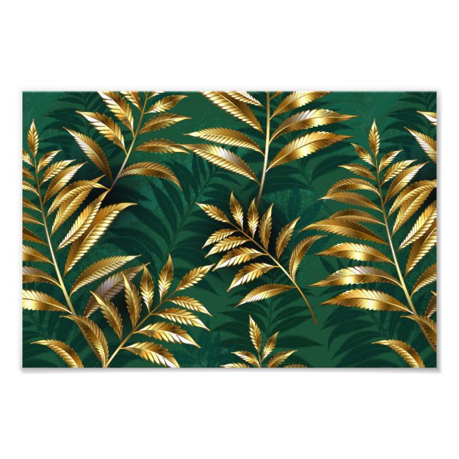 Seamless pattern with golden ferns photo print (Front)