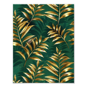 Seamless pattern with golden ferns photo print