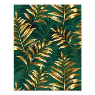 Seamless pattern with golden ferns photo print