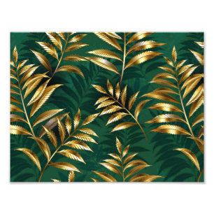 Seamless pattern with golden ferns photo print