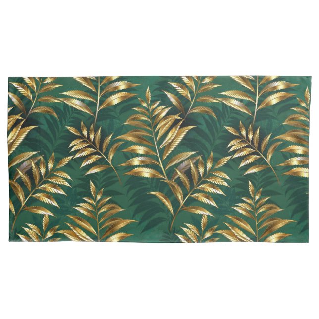 Seamless pattern with golden ferns pillowcase (Front)