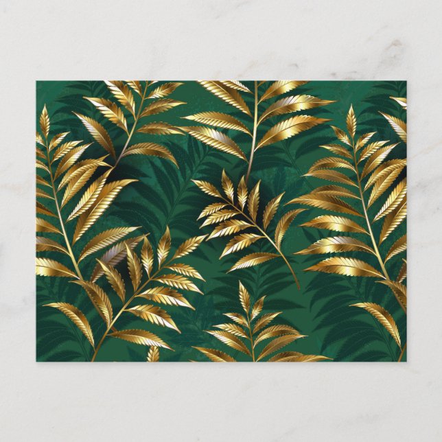 Seamless pattern with golden ferns postcard (Front)