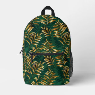 Seamless pattern with golden ferns printed backpack