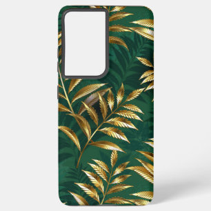Seamless pattern with golden ferns samsung galaxy case