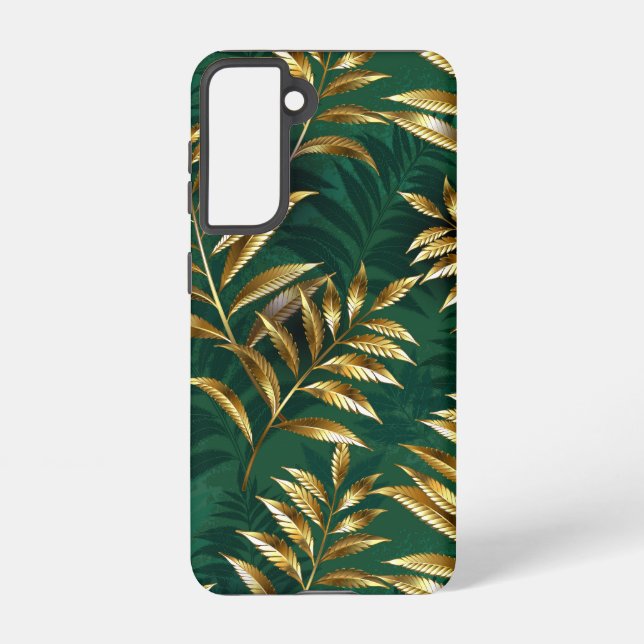 Seamless pattern with golden ferns samsung galaxy s21 case (Back)