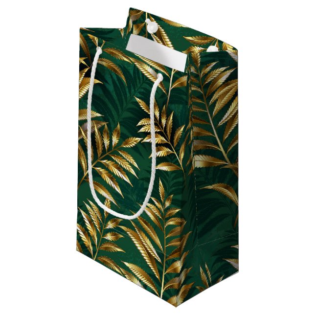 Seamless pattern with golden ferns small gift bag (Front Angled)