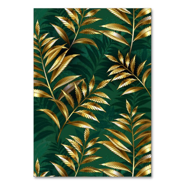 Seamless pattern with golden ferns table number (Front)
