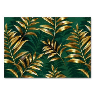 Seamless pattern with golden ferns table number
