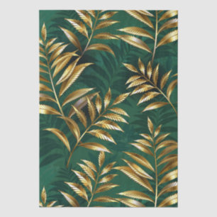 Seamless pattern with golden ferns tissue paper