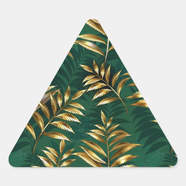 Seamless pattern with golden ferns triangle sticker (Front)