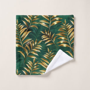 Seamless pattern with golden ferns wash cloth