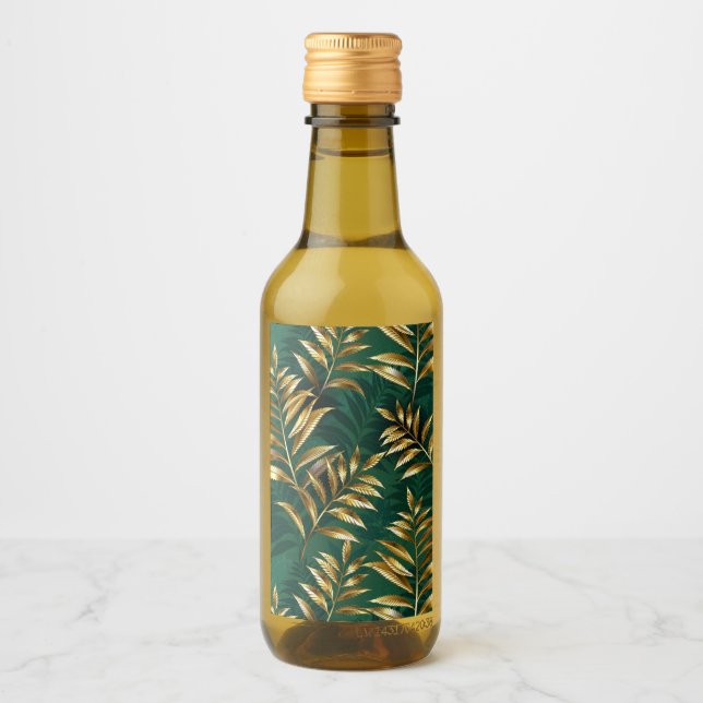 Seamless pattern with golden ferns wine label (Front)