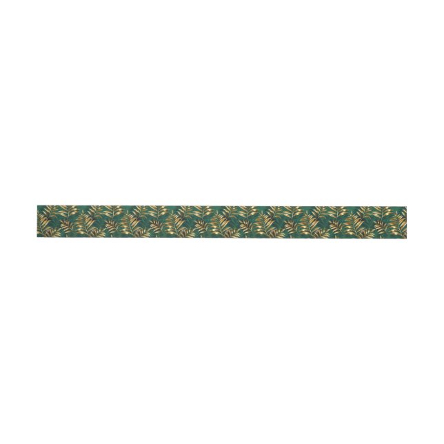 Seamless pattern with golden ferns wrap around label (Individual)