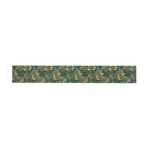 Seamless pattern with golden ferns wraparound address label