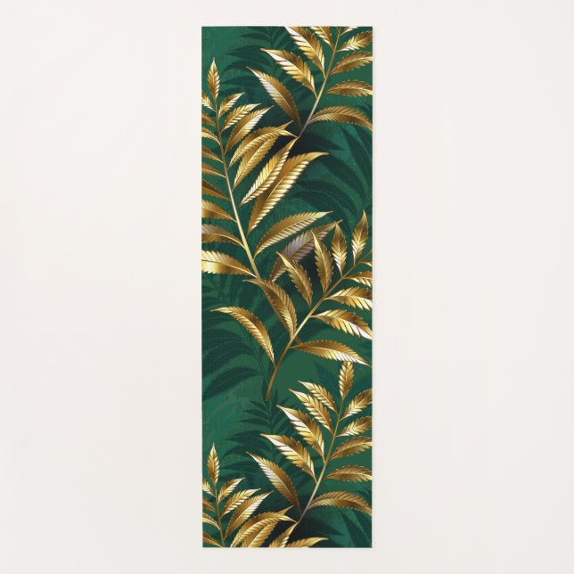Seamless pattern with golden ferns yoga mat (Front)