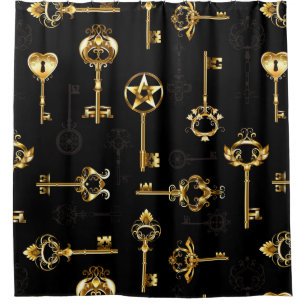 Seamless Pattern with Golden Keys