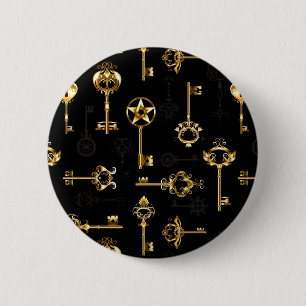 Seamless Pattern with Golden Keys 2 Inch Round Button