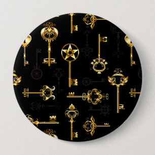 Seamless Pattern with Golden Keys 4 Inch Round Button