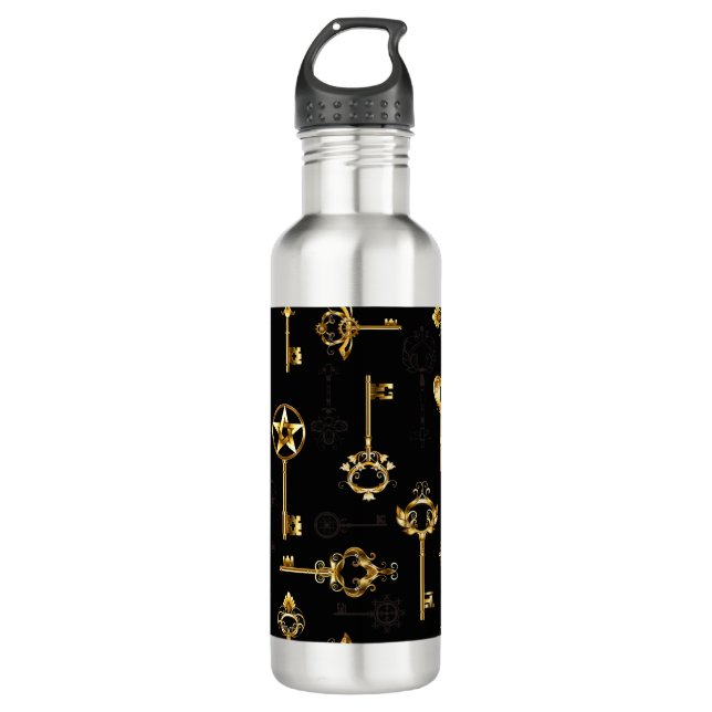 Seamless Pattern with Golden Keys 710 Ml Water Bottle (Front)