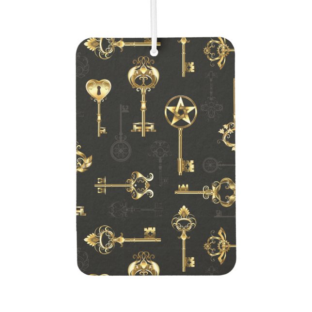 Seamless Pattern with Golden Keys Air Freshener (Front)
