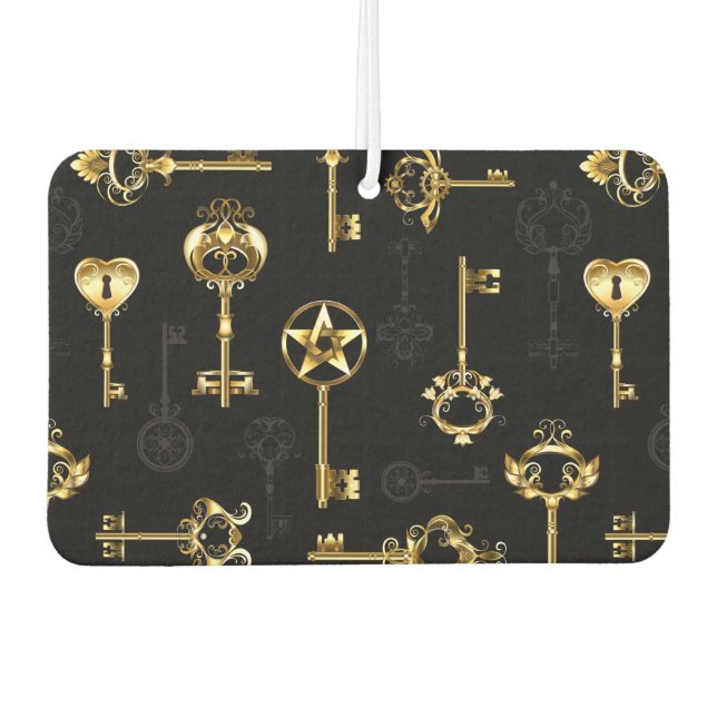 Seamless Pattern with Golden Keys Air Freshener (Front)