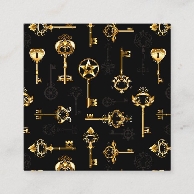 Seamless Pattern with Golden Keys Appointment Card (Front)