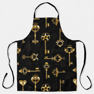 Seamless Pattern with Golden Keys Apron