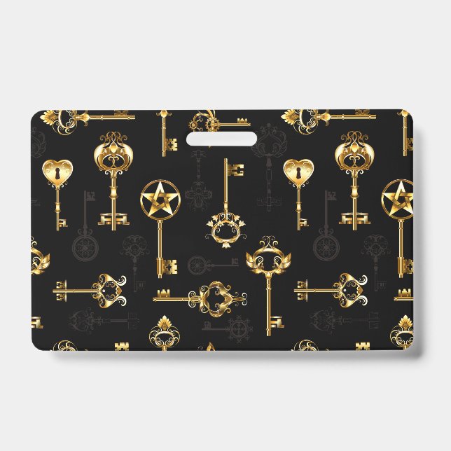 Seamless Pattern with Golden Keys Badge (Front)