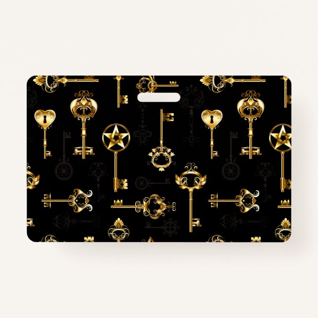Seamless Pattern with Golden Keys Badge (Front)