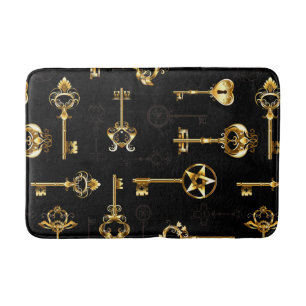 Seamless Pattern with Golden Keys Bath Mat