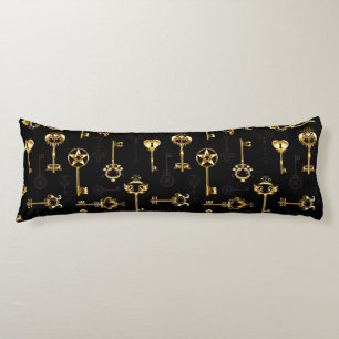 Seamless Pattern with Golden Keys Body Pillow