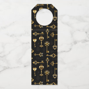 Seamless Pattern with Golden Keys Bottle Tag