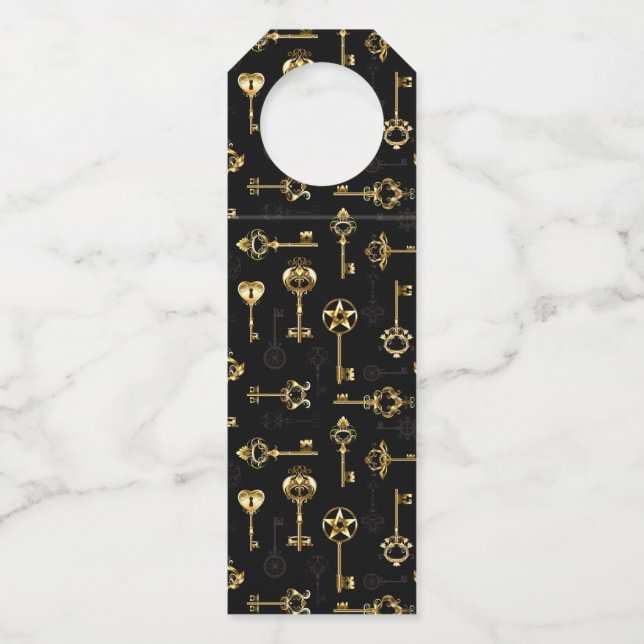Seamless Pattern with Golden Keys Bottle Tag (Front)
