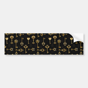 Seamless Pattern with Golden Keys Bumper Sticker