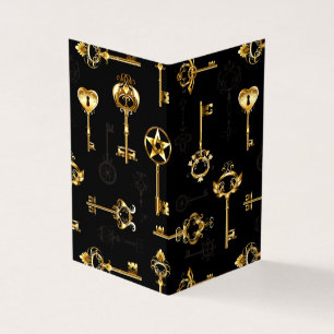 Seamless Pattern with Golden Keys Business Card