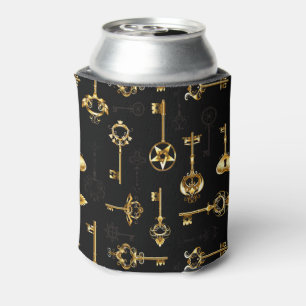 Seamless Pattern with Golden Keys Can Cooler