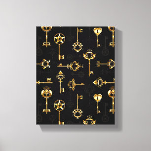 Seamless Pattern with Golden Keys Canvas Print